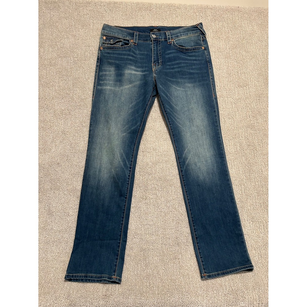 True Religion Ricky Relaxed Straight Mens Jeans Dark Wash Size 36